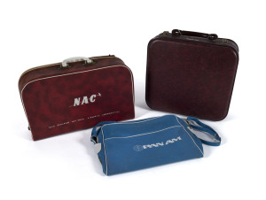 c.1960s three vintage airline carry-on bags, PAN AM, NAC and AIR INDIA.