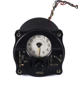 WW2 period P-38 LIGHTNING BC 608A "PIPSQUEAK" contactor unit with rare clock dial railway time keeper, 8.5cm high