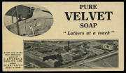 Aug.1920 (AAMC.47c) "Velvet Soap" advertising postcard dropped over Melbourne by R. Graham Carey in his Maurice Farman Shorthorn biplane, as depicted on the card. The reverse of the card shows Carey in the cockpit and an aerial view of the soapworks of J. - 2