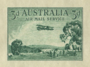 1929 3d Green Airmail: Presentation Die Proof in the issued colour, on thick stock, 215 x 167mm. One of 12 produced from a special 1-on plate for presentation to the six members of the stamp design committee as well as associated dignitaries. [AAMC.163f; - 2