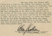 June - August 1926 (AAMC.95) London - Melbourne cover, flown, signed and endorsed by Alan Cobham on the epic flight in his DH50 seaplane; postmarked in Darwin before onwards carriage to Melbourne. Accompanied by a signed note from Cobham, date-lined "New - 2