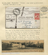 16 July 1914 (AAMC.3) Melbourne - Sydney Maurice Guillaux Official Souvenir PPC flown on first Australian official airmail with 1d Roo tied 'AUSTRALIAN/MELBOURNE/16-JUL-1914/VIC/AERIAL MAIL' d/s and 'SYDNEY/18JL14/64' arrival alongside. Cat $750. - 3