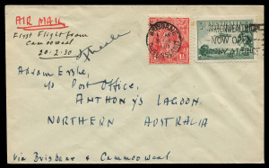 19 Feb.1930 (AAMC.152a) Camooweal - Anthonys Lagoon flown cover carried by A.A.S. to link with the newly established Qantas service from Brisbane and signed by the pilot, Frank Neale. Cat.$400+.