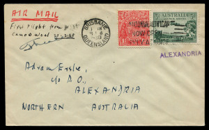 19 Feb.1930 (AAMC.152a) Camooweal - Alexandria flown cover carried by A.A.S. to link with the newly established Qantas service from Brisbane and signed by the pilot, Frank Neale. Cat.$400+.