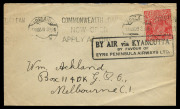 19 Nov.1929 (AAMC.145) Streaky Bay - Adelaide cover, flown for Eyre Peninsula Airways Ltd. flown via Kyancutta with special boxed cachet. Cat.$550.