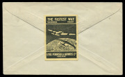 29 Oct.1929 (AAMC.145) Streaky Bay - Adelaide cover, flown for Eyre Peninsula Airways Ltd. on their first service via Kyancutta with special boxed cachet. Cat.$550. With special vignette (black on yellow stock) affixed on reverse. A superb example in all - 2