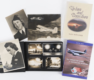 ANA related memorabilia from the estate of former air hostess Nancy Grant (nee Danne) with album of 1930s-50s photographs incl. pilots, hostesses and aircraft of the era, scrapbook of 1937-40s newspaper cuttings related to record breaking flights, incidents & the hostess lifestyle, plus correspondence between ANA & Nancy incl. letters of appointment; also books "Up here and Down there" by Nan Whitcomb a former ANA colleague of Grant, signed by Whitcomb & Grant