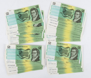 Banknotes - Australia: 1983 (R-89) $2 Johnston/Fraser selection with consecutive runs of 30, 9, 6 & 4 (3), plus 7 pairs and 48 singles, various grades to Unc, majority being higher grades. (119)