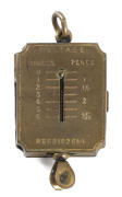 Stamp Boxes - Brass: c.1890 small stamp box (14x31mm) incorporating a minute spring-loaded letter scale, with weight and rate information on the face, Registration No '102604', weight 9gr, in good condition with the spring balance still accurate, ring for