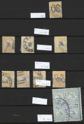 1913-40s mostly used selection in two small stockbooks including 1st Wmk 5/- perf. Large 'OS' (rounded corner), 2nd Wmk 2/- (2, one perf. 'OS'), Third Wmk 2½d blue mint (2) plus used variety "Islands east of Cape York", 3d yellow-olive Die II & 3d olive D - 3