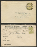 1916-34 Kangaroo frankings on cover mostly to USA with 2½d frankings (7, five with censor handstamps) including 1916 William Lewis (Sydney) to the Mississippi Pearl Button Co, 1917 Electrical Utilities Supply Co illustrated; 3d frankings comprising 1919 U - 2