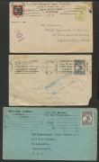 1916-34 Kangaroo frankings on cover mostly to USA with 2½d frankings (7, five with censor handstamps) including 1916 William Lewis (Sydney) to the Mississippi Pearl Button Co, 1917 Electrical Utilities Supply Co illustrated; 3d frankings comprising 1919 U - 3