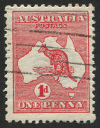 AUSTRALIA - Kangaroos - First Watermark: 1d Red Die II with reasonably strong Offset, postally used with tidy machine cancel, BW:3c - Cat. $750 (mint). - 2