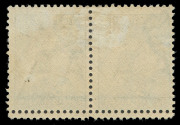 AUSTRALIA - Kangaroos - Second Watermark: 2d Grey, horizontal pair with DOUBLE PERFORATIONS [BW:6b] at base in combination with the variety "Retouched left frame and shading North West of map" [BW:6(1)k]. Fresh MLH. UNIQUE. - 2