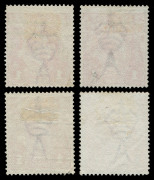 AUSTRALIA - KGV Heads - Single Watermark: 1d Red Smooth Paper Plate 2 "Rusted (Pre-Substituted ClichÃ©s)" reconstructed block including the units below with "Thin G" and "Pregnant 'Y' , used, BW: 71(2)j,k,l & m, Cat. $1680+. - 2