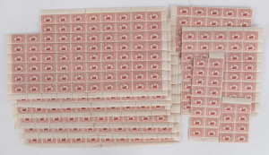 AUSTRALIA - Other Pre-Decimals: 1929 (SG.116) 1½d WA Centenary assembly with Plate 11 complete sheet of 80, Plate 1 half sheet of 40, large-part sheets of 76 (5) each with a Plate No corner block of 4 excised, plus three other smaller multiples; usual perf separations & gum shrinkage, overall fresh MUH. (10 items)