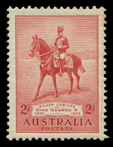 AUSTRALIA - Other Pre-Decimals: 1935 (SG.156a) 2d Silver Jubilee with "Kiss print of outer frameline at top and at right", fresh MUH. Most unusual.