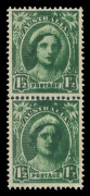 AUSTRALIA - Other Pre-Decimals: 1946 (SG.213) 2&frac12;d Peace NO WATERMARK, MUH, BW.236a - Cat $200; also 1942-50 CofA Wmk 1&frac12;d Queen Elizabeth vertical pair with "Severe over-inking", particularly lower unit with Queen's face partially obliterated. lower unit M - 2