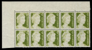 AUSTRALIA - Decimal Issues: 1966-71 (SG.383) QEII 2c olive-green upper-right corner block of 10 (5x2) with "Complete strong offset", unmounted, BW:437c - Cat $1000+. - 2