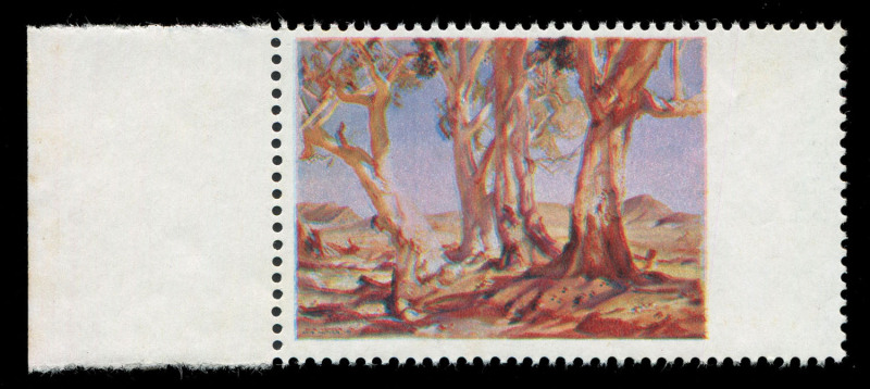 AUSTRALIA - Decimal Issues: 1974-79 (SG.566a) $2 Paintings "Red Gums of the Far North" error "Black (face value & inscription) omitted", marginal example, some light tones on the MUH gum, BW.665cb - Cat. $3000 (SG Cat. £1500). Seldom offered.