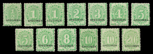 AUSTRALIA - Postage Dues: 1902-04 (SG.D13s-D44s) ½d to 20/- (ex 2/-) with sans-serif 'SPECIMEN' overprint, few stamps with minor paper adhesions, very fine mint overall, Cat £1110 (for a complete set).