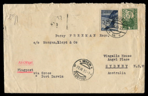 AUSTRALIA - Commercial Airmail Inwards to Australasia: Austria: 1935 (Jul 31) Paul Planer (radio manufacturer, Vienna) cover to Sydney bearing scarce franking of Air 5s and 80g tied by Wien 1 datestamp, 5s80 for Imperial Airways service (IE361) representing 60g UPU rate plus 1s30 per 5gms airmail surcharge x4, backstamped Sydney.