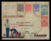 AUSTRALIA - Commercial Airmail Inwards to Australasia: Brazil: 1933 (Feb 3-10) trio of Pan American Airways System covers Parana to Perth (two addressees, same sender), franked 920r, 1,220r, and 1,200r, paid for internal airmail service only, thence surfa