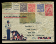 AUSTRALIA - Commercial Airmail Inwards to Australasia: Brazil: 1933 (Feb 3-10) trio of Pan American Airways System covers Parana to Perth (two addressees, same sender), franked 920r, 1,220r, and 1,200r, paid for internal airmail service only, thence surfa - 2