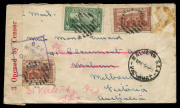 AUSTRALIA - Commercial Airmail Inwards to Australasia: Canada: 1941-42 covers with framed 'From H.M.C. SHIP/PASSED/BY CENSOR/Signature Date' handstamp, comprising [1] hand dated '22/7/41' to Melbourne where redirected franked 90c for single Clipper rate, - 2