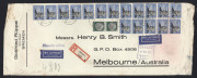 AUSTRALIA - Commercial Airmail Inwards to Australasia: Germany 1935-39 Gottfried Ruppell Bremen (wool importers) selection of printed covers to Henry B. Smith in Melbourne with frankings from 11Rm80 to 62Rm25 (with 3Rm Zeppelin block of 20) including 2Rm - 2