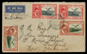 AUSTRALIA - Commercial Airmail Inwards to Australasia: Iran: 1936 (Nov 18) cover to New Zealand endorsed 'Via Australia/&/Singapore' franked aggregate (front and reverse) 10kr60 plus New currency 1r50, apparently for UPU 1r50 rate plus airmail surcharge p