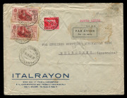 AUSTRALIA - Commercial Airmail Inwards to Australasia: Italy: 1931-32 Italrayon Milano covers to same addressee in Melbourne at 17L, 10L and 11L rates, frankings including 1926 Air 1L and 60c and 1930 10L Pegasus and 1932 3L Dante Alighieri Air pair, resp - 2