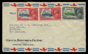 AUSTRALIA - Commercial Airmail Inwards to Australasia: Jamaica: 1935 (May 21) Grace, Kennedy & Co (Kingston) cover to Auckland with scarce and attractive franking of Silver Jubilee 1d (2) and 6d, PanAm combined airmail rate 8d per ½oz to and within USA.