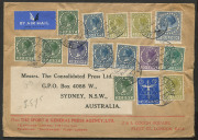 AUSTRALIA - Commercial Airmail Inwards to Australasia: Netherlands: 1937 (Jun-Jul) The Sport & General Press Agency Ltd covers to Sydney franked 3g57½, varying compositions including 1g strips of three x2, earliest endorsed 'Per Dutch Air Mail/Via Amsterd - 2