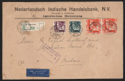 AUSTRALIA - Commercial Airmail Inwards to Australasia: Netherland Indies: 1940 (Jan & Nov) Nederlandsch Indische Handelsbank censored registered covers (250x155mm) Semerang-Brisbane and Makasser-Perth franked 2g05 and 1g75, censored Brisbane and Soerabaja - 2