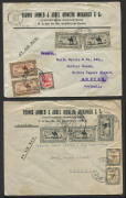 AUSTRALIA - Commercial Airmail Inwards to Australasia: Sudan: 1936-38 Younis Ahmed & Abdel Moneim Mohamed (Khartoum) to Keith Harris & Co (Sydney) covers at 6p40, 20p, 10p, and 9p10 rates, attractive range of frankings featuring 1931-37 Air series, backst - 2