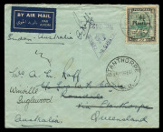 AUSTRALIA - Commercial Airmail Inwards to Australasia: Sudan: 1940-41 censored military covers from same correspondence to Queensland, varying compositions for 45m rate (one scarce solo 4½p on 8p), stamps tied by 'FPO/Nº 23' and 'MPO/804' datestamps, form