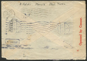 AUSTRALIA - Commercial Airmail Inwards to Australasia: Turkey: 1940-41 censored covers from Izmir to Melbourne and Mersin to Perth via BOAC Horseshoe route franked 50k and 58k, last with scarcer franking of 9k on 15k Air x2 and 40k (cover small corner fau - 2