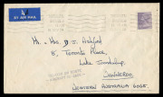 AUSTRALIA - Mail involved in Incidents or Interruptions in transit to Australasia: 16 Nov.1974 airmail cover from Bristol to Perth (WA) franked Machin 5p for 2nd Class rate, carried by British Airways VC10 flight London to Far East which was hi-jacked Nov