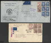 AUSTRALIA - Postal History: 1940-41 airmail covers to USA comprising 1940 (Mar.19) sent at 4/8d Australia-Pacific route via Hong Kong (backstamp), 1941 4/- clipper rate censored covers via New Zealand (4) including an American Consulate General (Sydney) c - 2