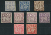 NEW SOUTH WALES: 1888 Centennial Colour Trials: extensive range in a wide variety of colours on ungummed, unwatermarked paper comprising 1d Sydney View (4), 2d Emu (6), 4d Captain Cook (6), 6d Shield (10), 8d Lyrebird (8), 1/- Kangaroo (6), 5/- Map (1), a - 2