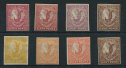 NEW SOUTH WALES: 1888 Centennial Colour Trials: extensive range in a wide variety of colours on ungummed, unwatermarked paper comprising 1d Sydney View (4), 2d Emu (6), 4d Captain Cook (6), 6d Shield (10), 8d Lyrebird (8), 1/- Kangaroo (6), 5/- Map (1), a - 6