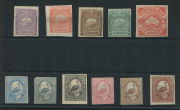 NEW SOUTH WALES: 1888 Centennial Colour Trials: extensive range in a wide variety of colours on ungummed, unwatermarked paper comprising 1d Sydney View (4), 2d Emu (6), 4d Captain Cook (6), 6d Shield (10), 8d Lyrebird (8), 1/- Kangaroo (6), 5/- Map (1), a - 7
