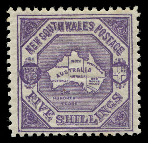 NEW SOUTH WALES: 1890 (SG.263a) Wmk ''5/' over NSW' 5/- lilac Map perf.11, MLH, Gebr.Senf guarantee handstamp, Cat &pound;375.
