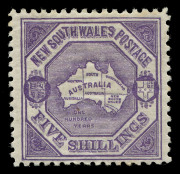 NEW SOUTH WALES: 1890 (SG.263a) Wmk ''5/' over NSW' 5/- lilac Map perf.11, MLH, Gebr.Senf guarantee handstamp, Cat &pound;375.