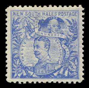 NEW SOUTH WALES: 1905 (SG.350a & 350b) Wmk Crown/A-in-circle 20/- Carrington Perf.12 and Perf. 11x12, the latter with exceptional centring, both fine mint, Cat.£775.