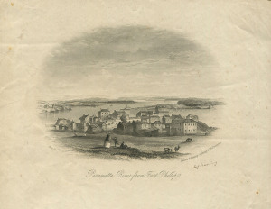 NEW SOUTH WALES - Postal Stationery: c.1855 Sands & Kenny (Sydney & Melbourne) sheets of writing paper (250x400mm) folded into four pages, with steel engraved illustrations comprising "Parramatta River from Fort Phillip", "Newcastle from the Nobby" & "The Nobbies from Newcastle" each with contemporary inscription in ink by M.L. Manning at lower right; some mild toning & faint creasing, the latter with a stain on back page, which just shows through to the front. (3 items)