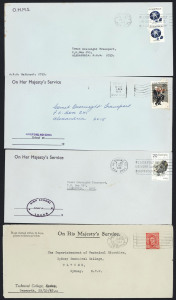 NEW SOUTH WALES - Postal History: 1960s-1970s State Government covers for Education Dept bearing various mostly punctured G/NSW stamps, no duplication amongst users, some mixed condition, generally good. (95)