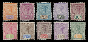 TASMANIA: 1892-99 (SG.216-225) ½d - £1 Tablets, complete set, MUH. Particularly fine and fresh, Cat £750++.