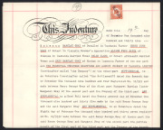 TASMANIA - Revenues: 1923-43 Numeral Stamp Duties on complete documents comprising perforated 2/6d mauve (security underprint) & 5/- bistre on 1923 conveyance document, perforated 6d violet on 1927 Riverside Tin Mining (Avoca) share certificate, perforate - 2